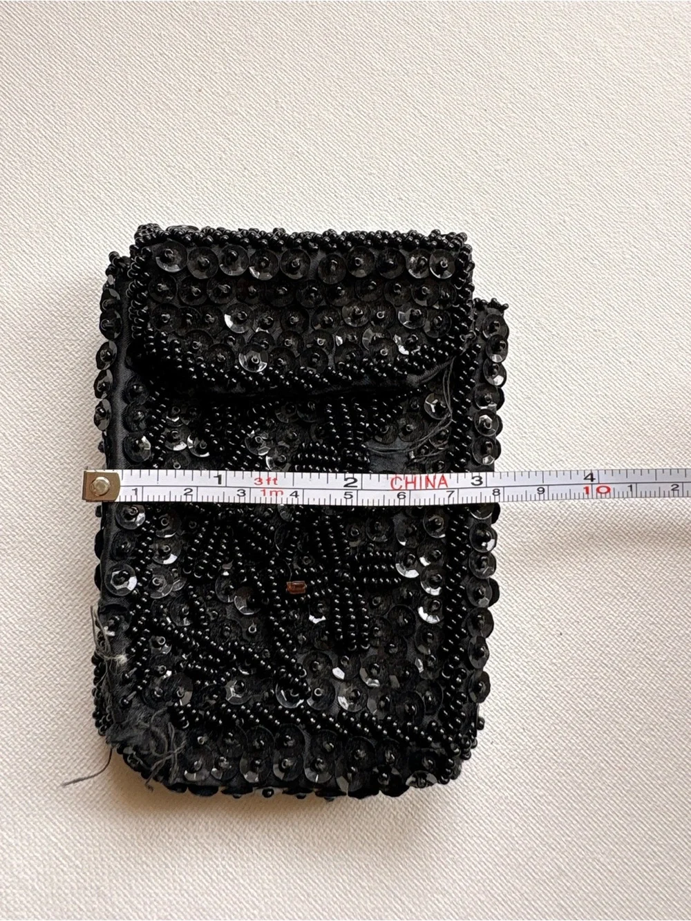 Vintage Black Beaded Sequin Evening Wallet Pouch